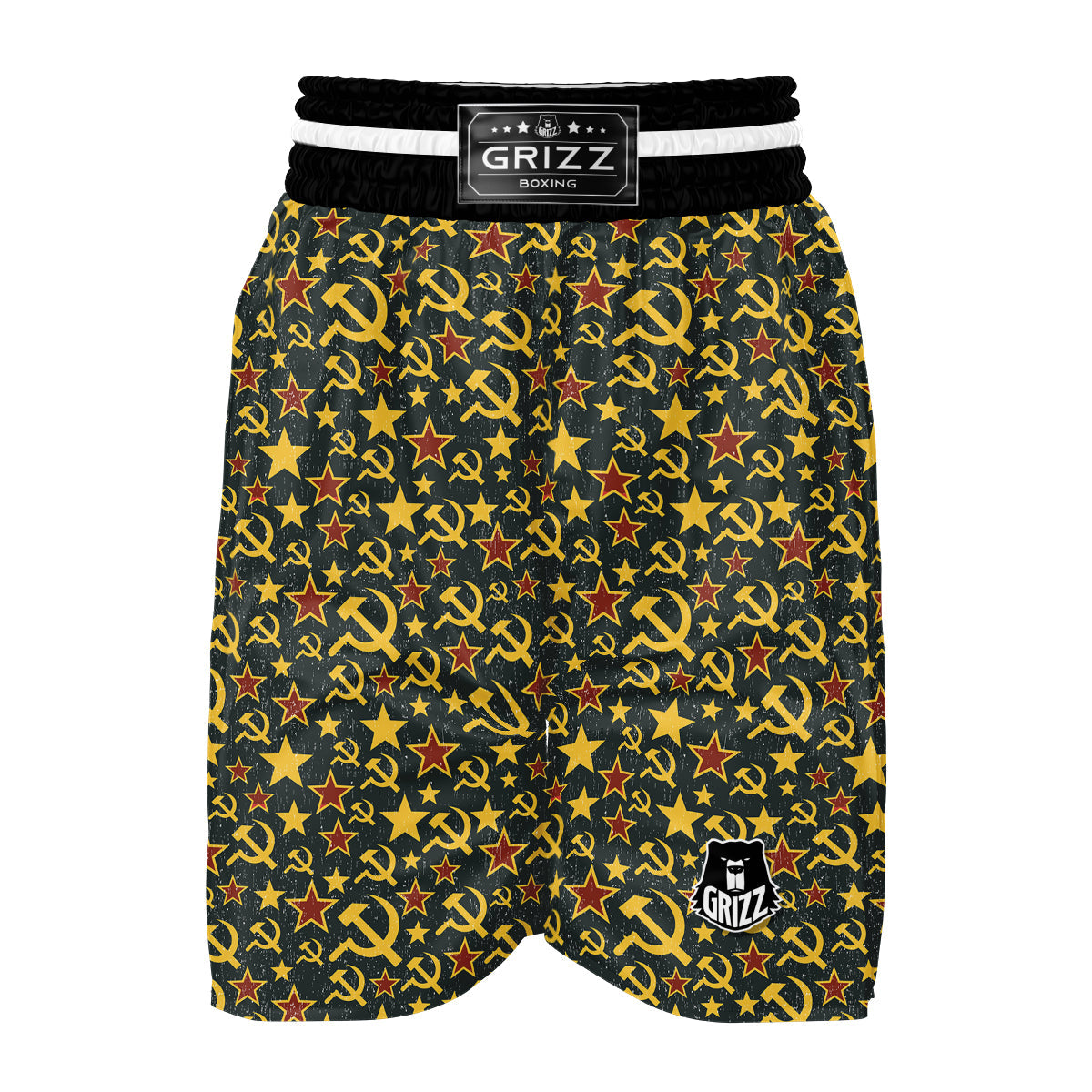 Soviet Vintage Color Print Pattern Boxing Shorts-grizzshop