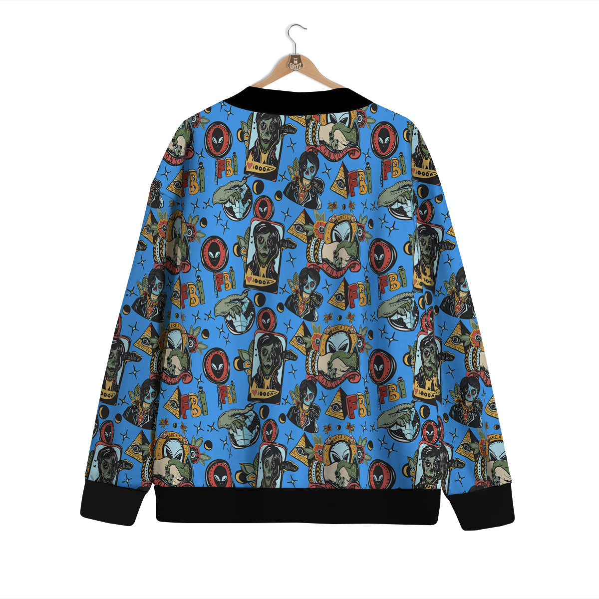 Space Alien Retro Tattoo Print Pattern Cardigan-grizzshop