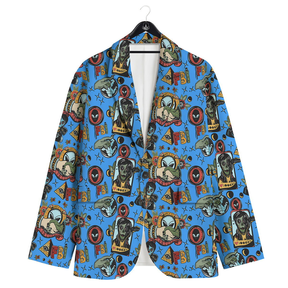 Space Alien Retro Tattoo Print Pattern Men's Sport Coat-grizzshop