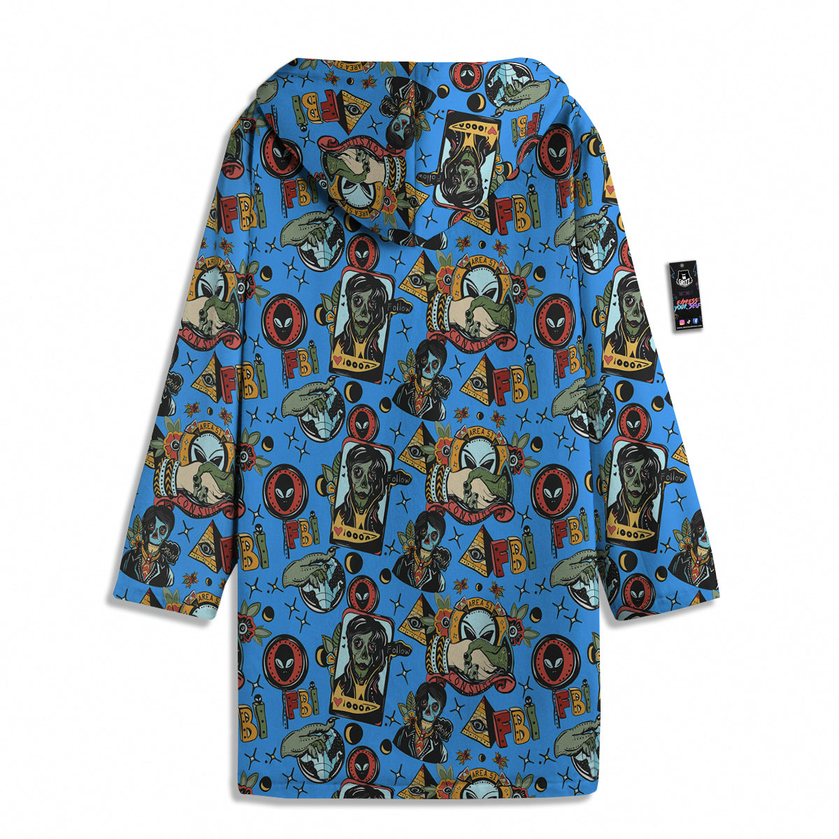 Space Alien Retro Tattoo Print Pattern Men's Windbreaker Jacket-grizzshop