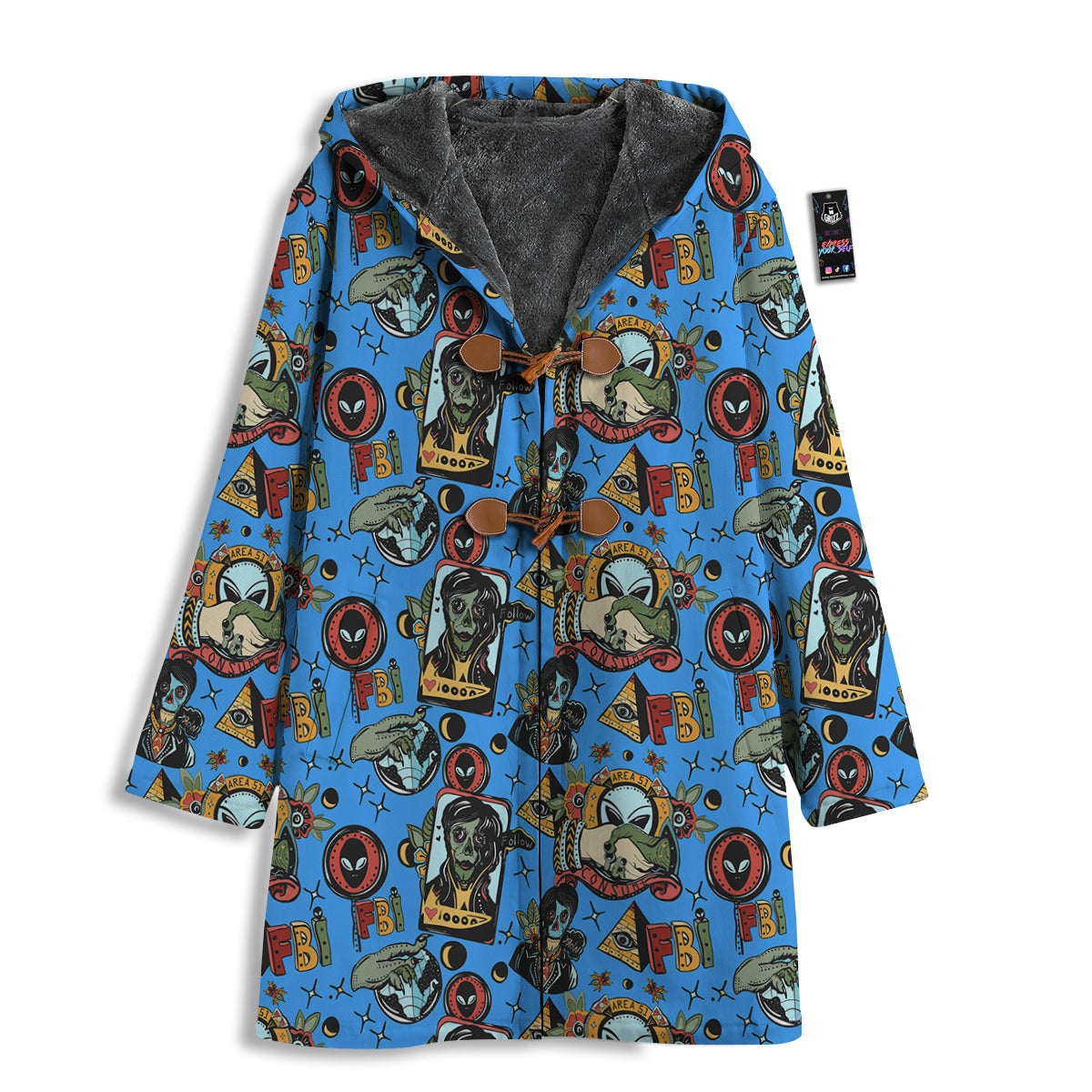 Space Alien Retro Tattoo Print Pattern Men's Windbreaker Jacket-grizzshop