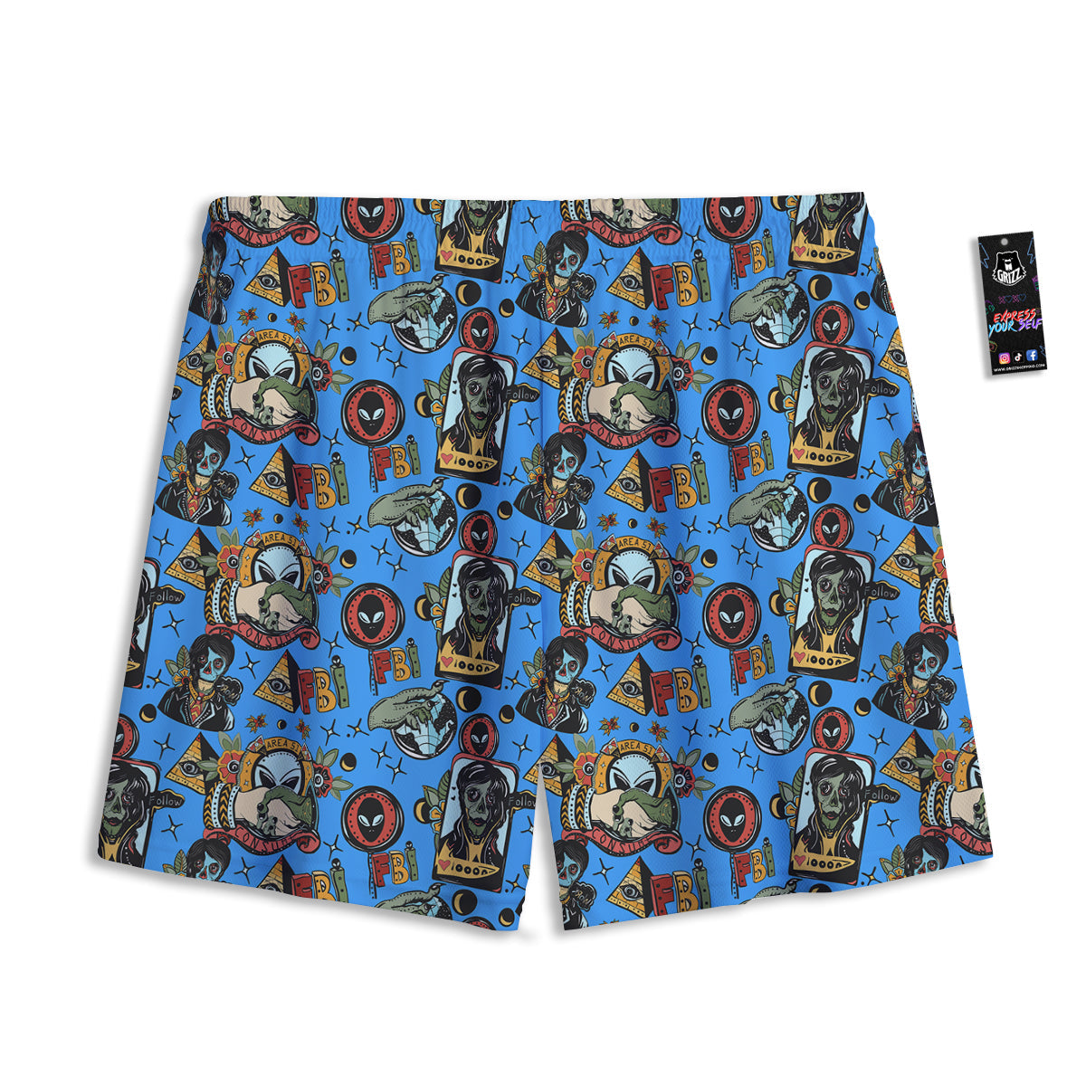 Sushi Doodle Japanese Print Pattern Mesh Shorts