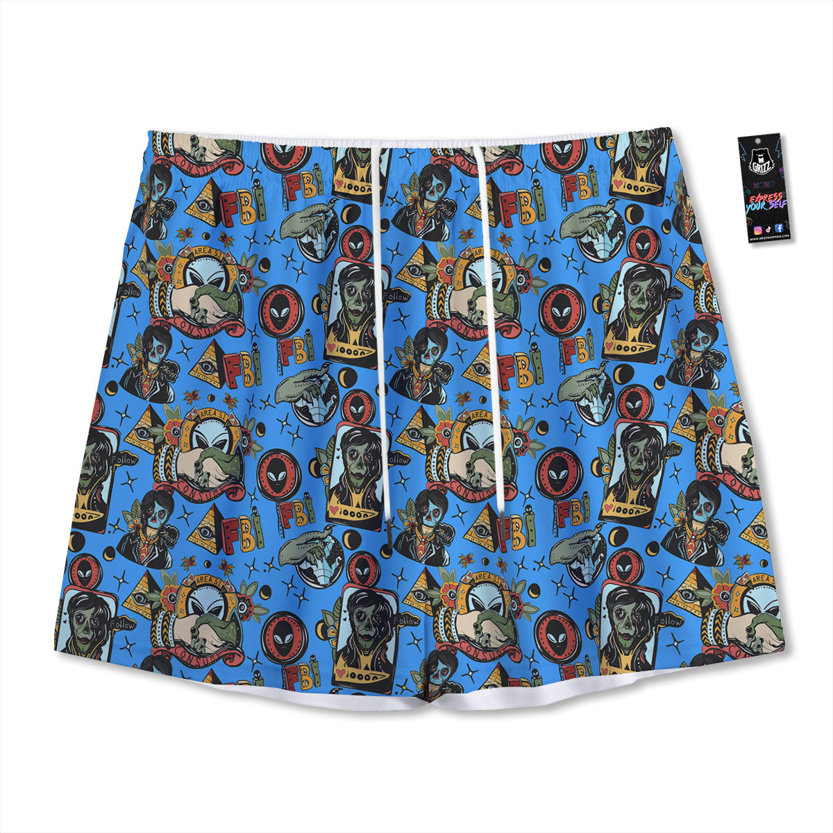 Sushi Doodle Japanese Print Pattern Mesh Shorts