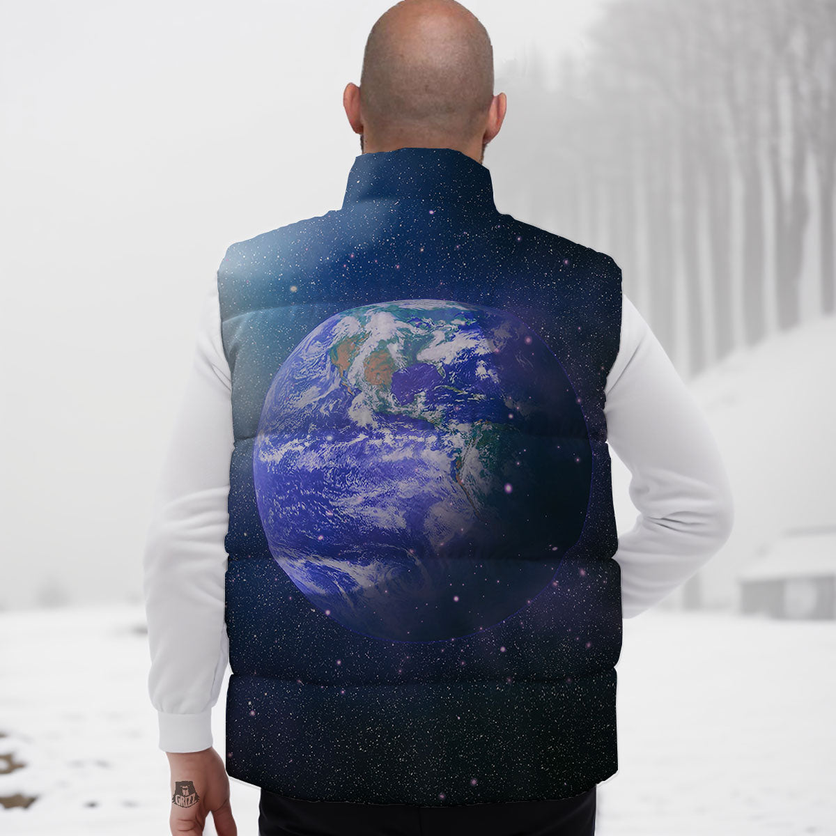Space And Earth Print Down Vest