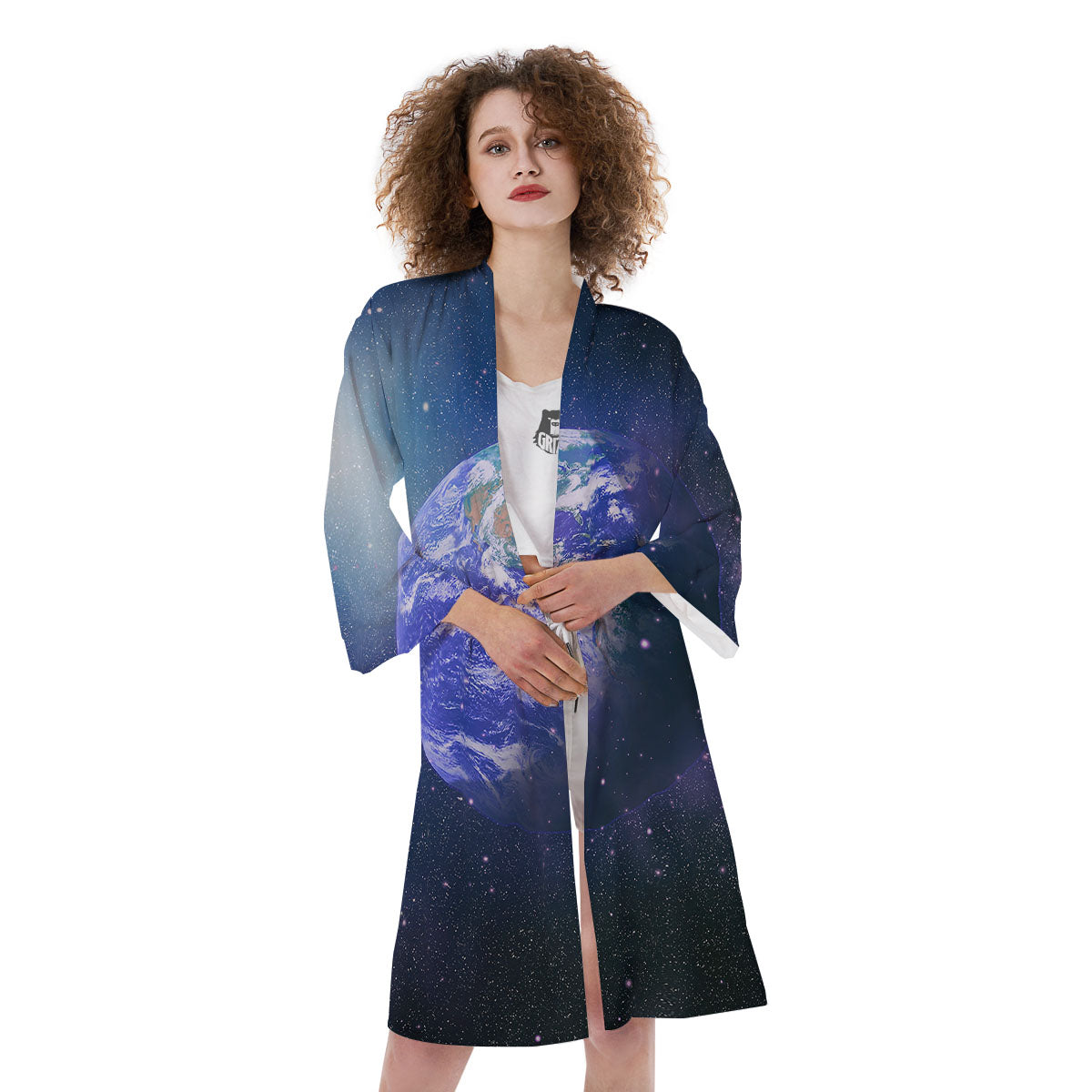 Space And Earth Print Kimono-grizzshop