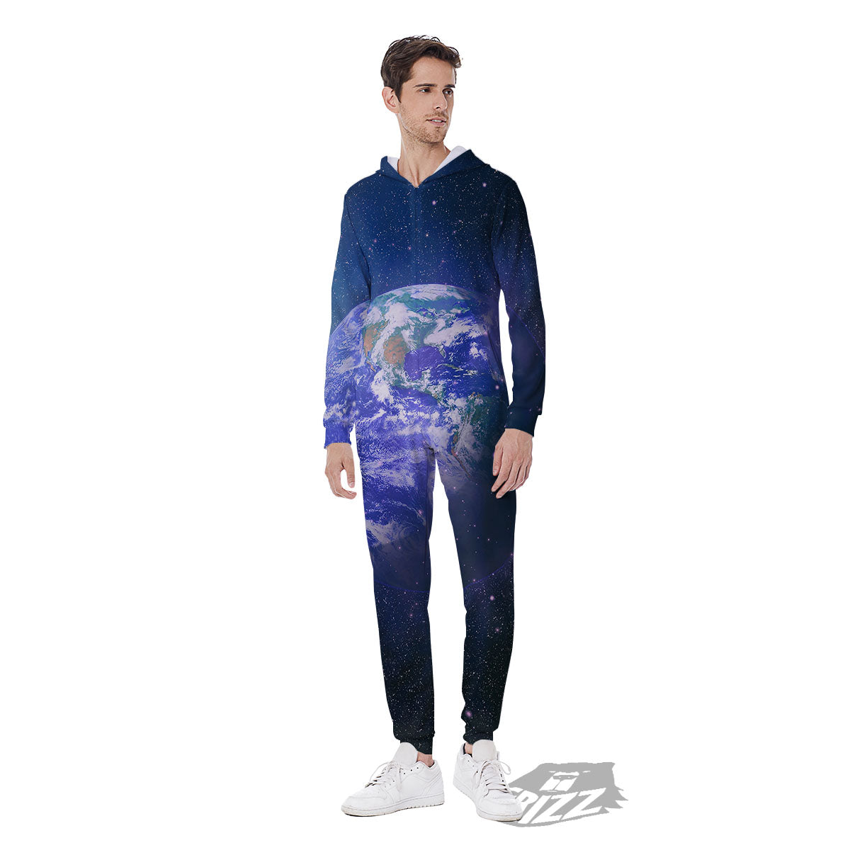 Space And Earth Print Men's Jumpsuit-grizzshop