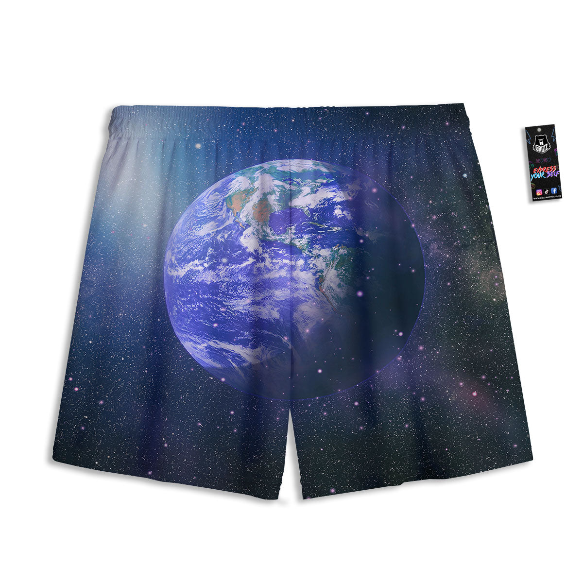 Space And Earth Print Mesh Shorts