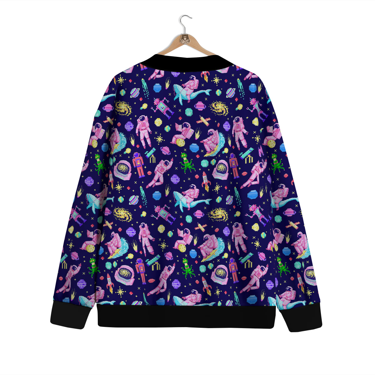 Space Astronaut 8 Bit Print Pattern Cardigan-grizzshop