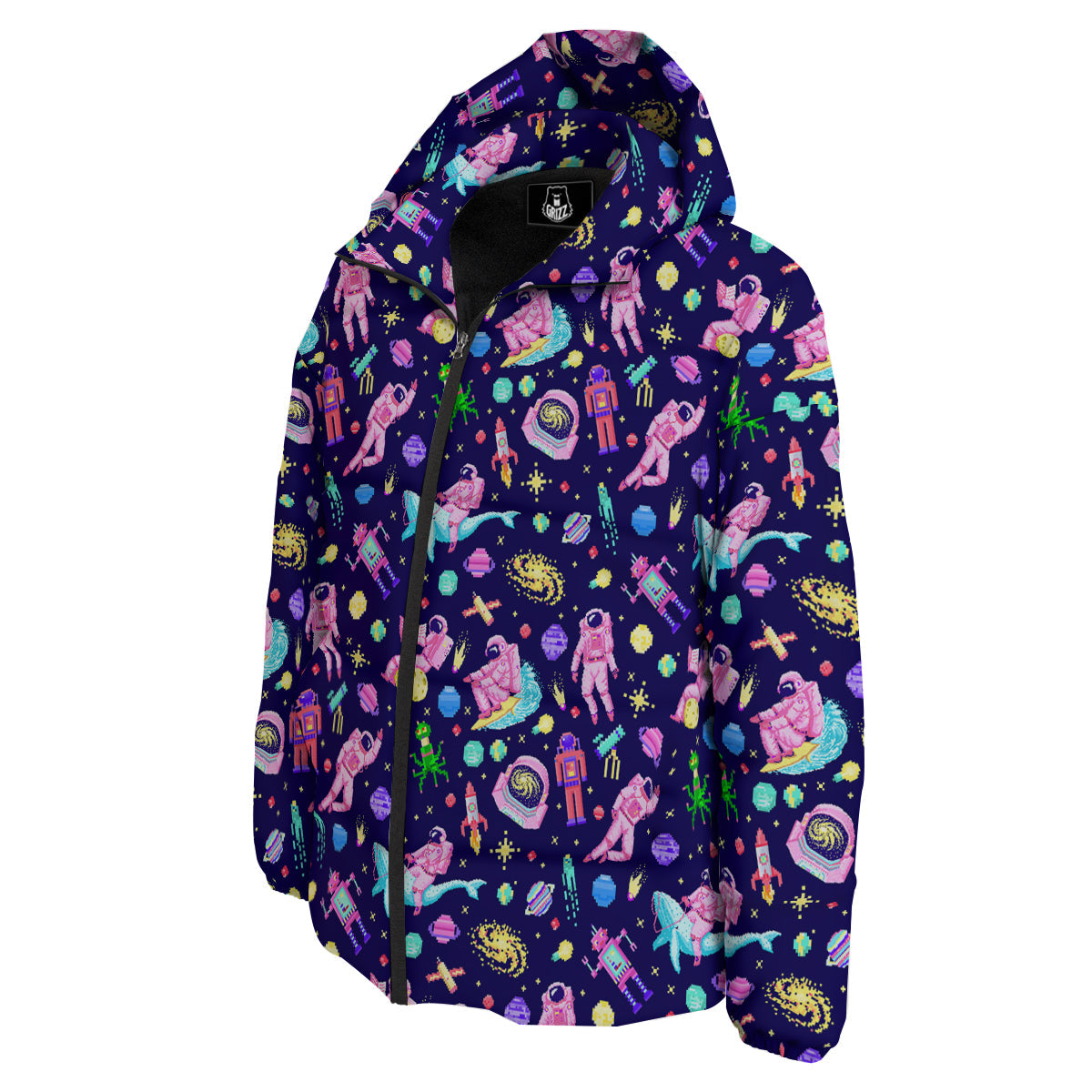 Space Astronaut 8 Bit Print Pattern Down Jacket-grizzshop