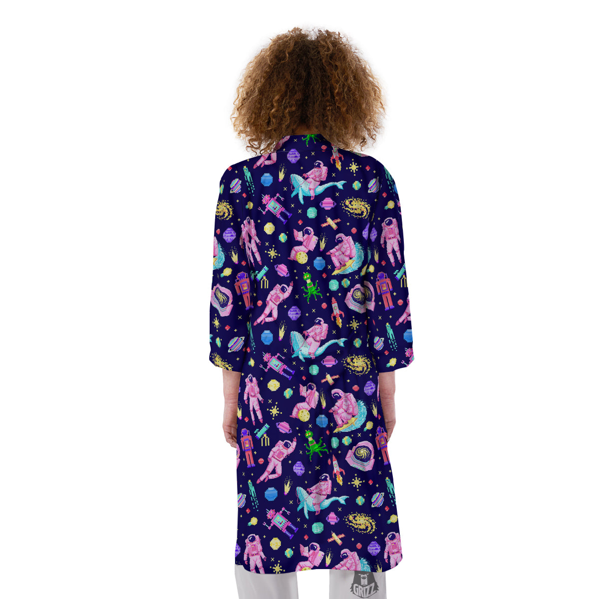 Space Astronaut 8 Bit Print Pattern Kimono-grizzshop