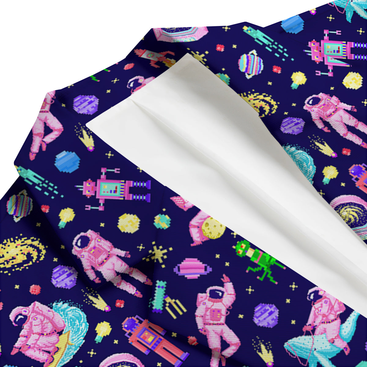 Space Astronaut 8 Bit Print Pattern Men's Blazer-grizzshop