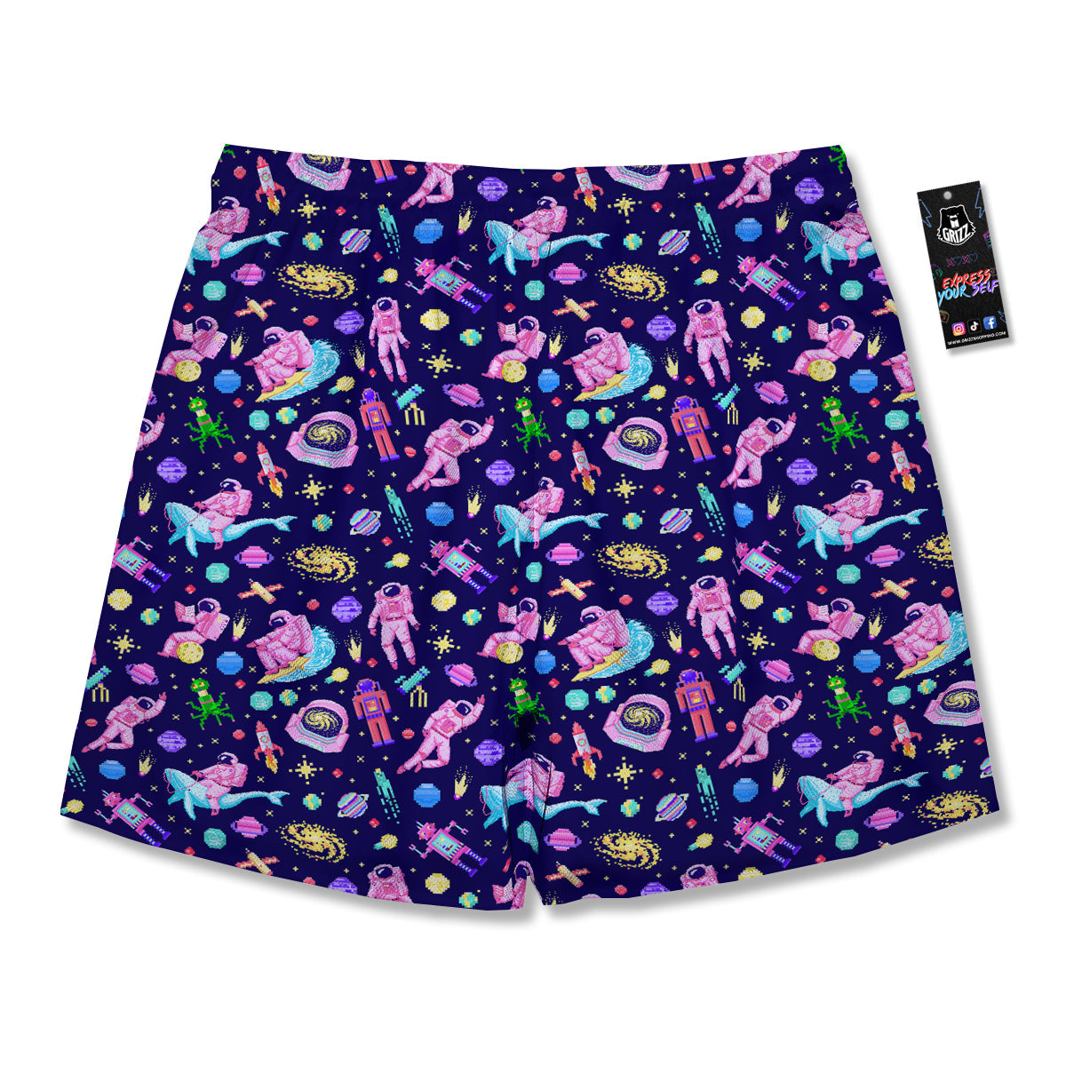 Space Astronaut 8 Bit Print Pattern Men's Running Shorts-grizzshop