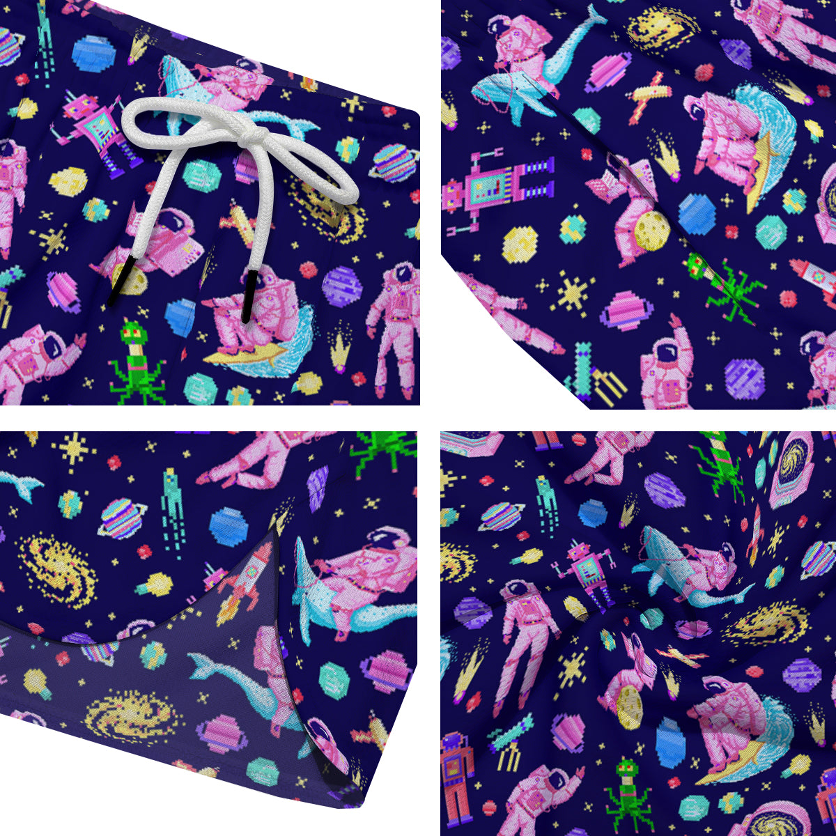 Space Astronaut 8 Bit Print Pattern Men's Running Shorts-grizzshop