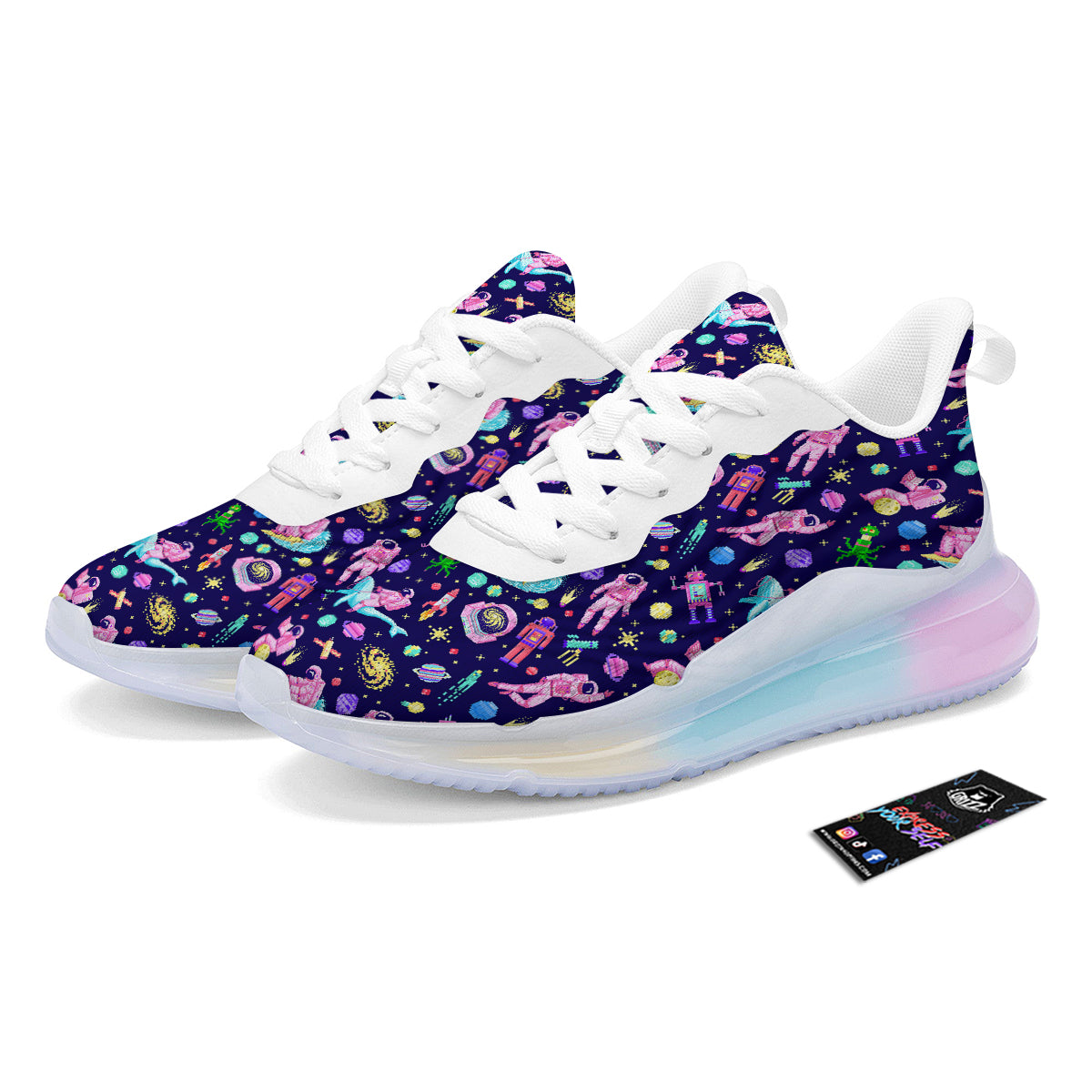 Space Astronaut 8 Bit Print Pattern Running Sneakers-grizzshop