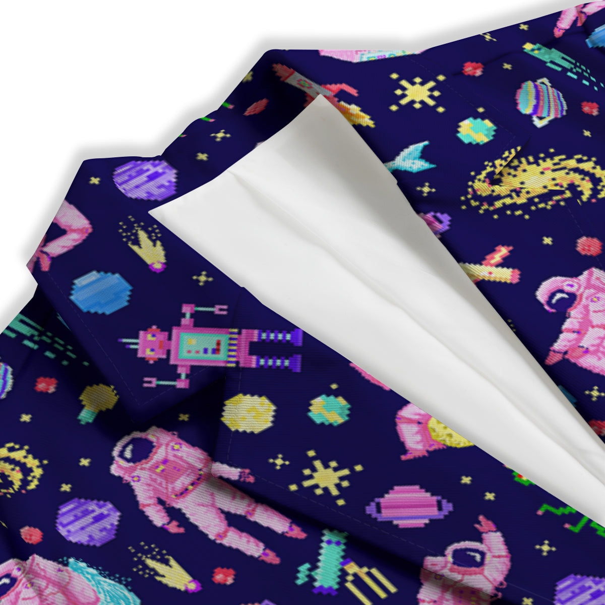 Space Astronaut 8 Bit Print Pattern Women's Blazer-grizzshop