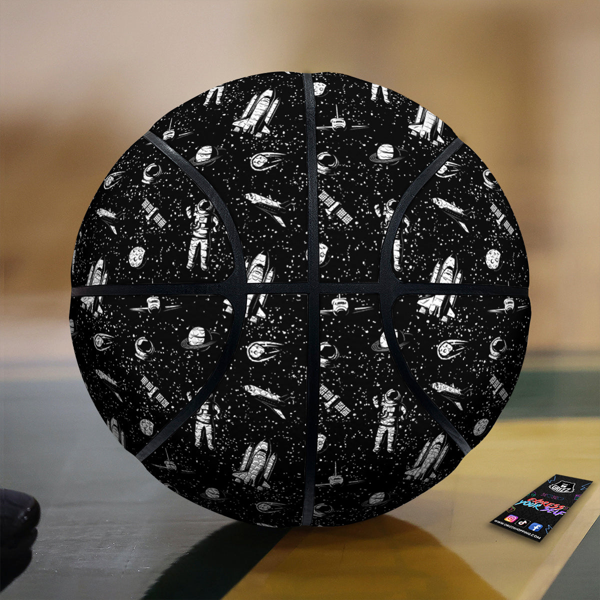 Space Astronaut Black Print Pattern Basketball-grizzshop