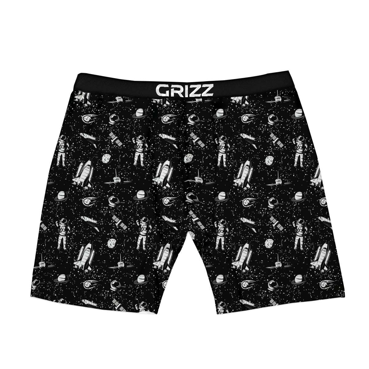 Space Astronaut Black Print Pattern Boxer Briefs-grizzshop