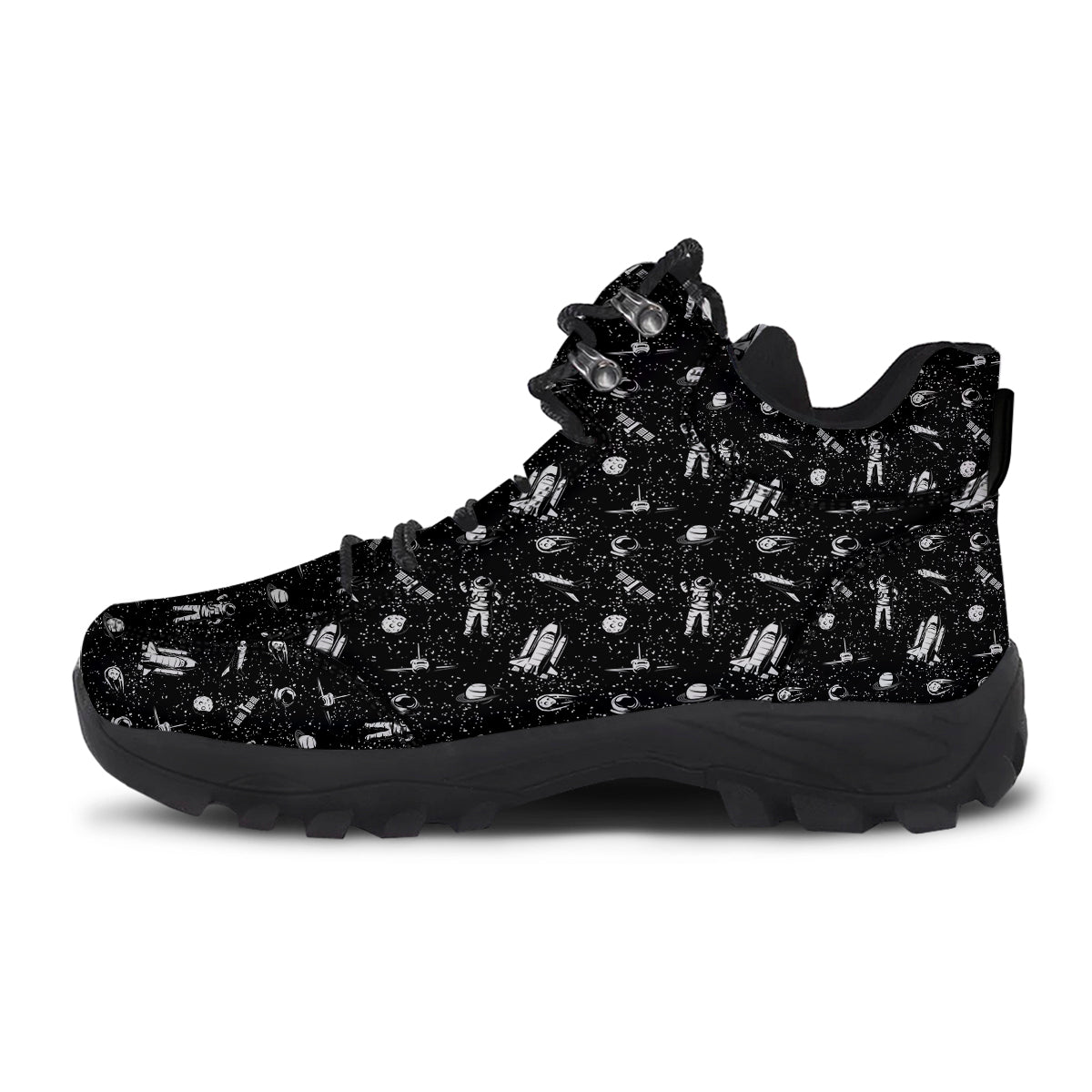 Space Astronaut Black Print Pattern Hiking Shoes-grizzshop
