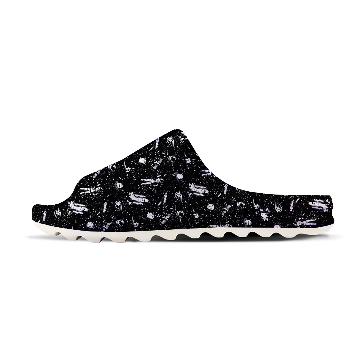 Space Astronaut Black Print Pattern Sandals-grizzshop