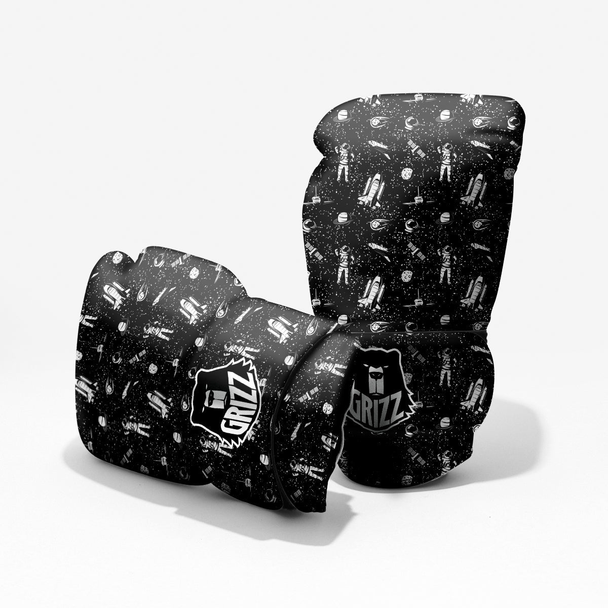 Space Astronaut Black Print Pattern Pro Boxing Glove