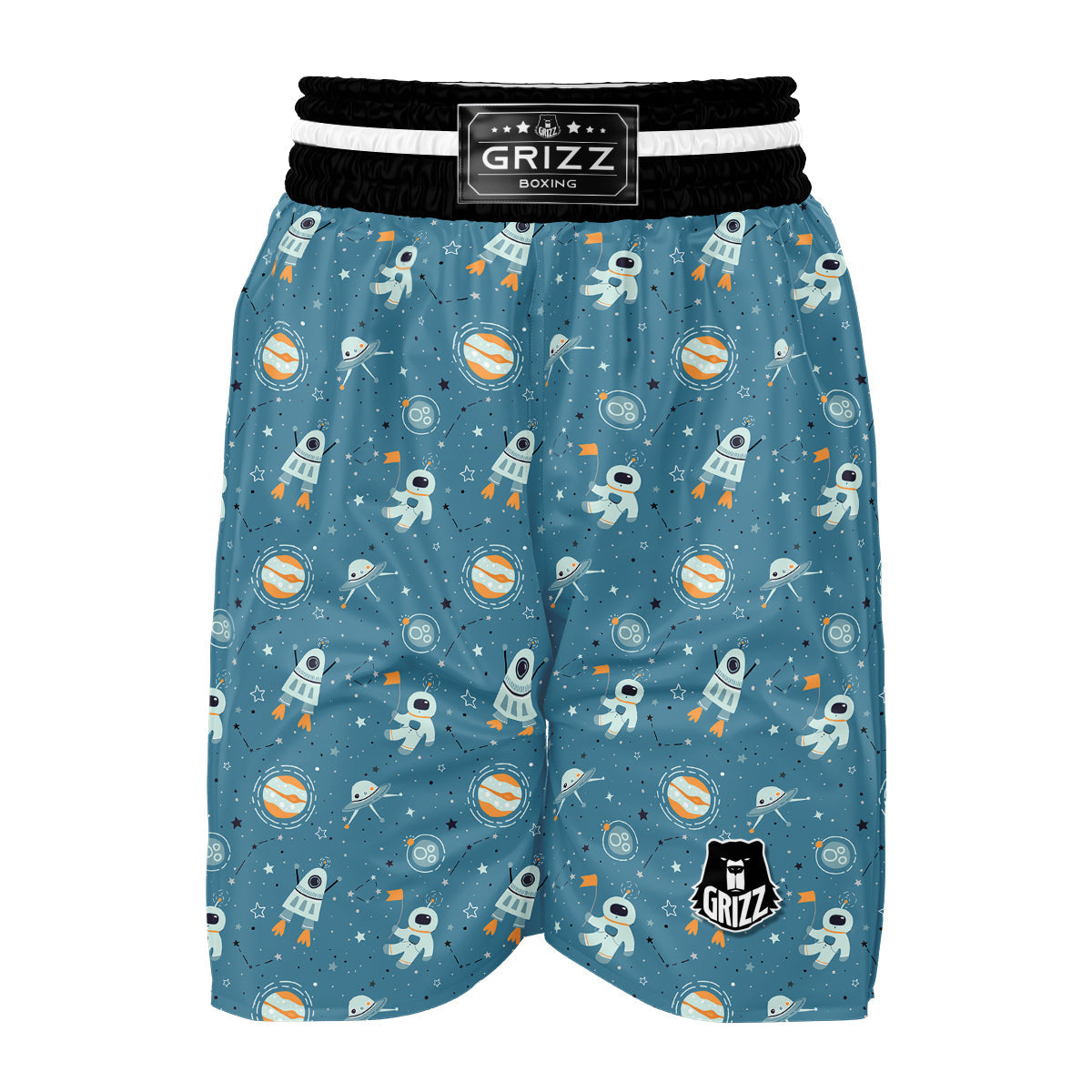 Space Astronaut Pattern Print Boxing Shorts-grizzshop