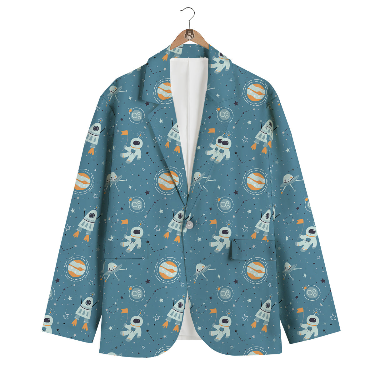 Space Astronaut Pattern Print Men's Blazer-grizzshop