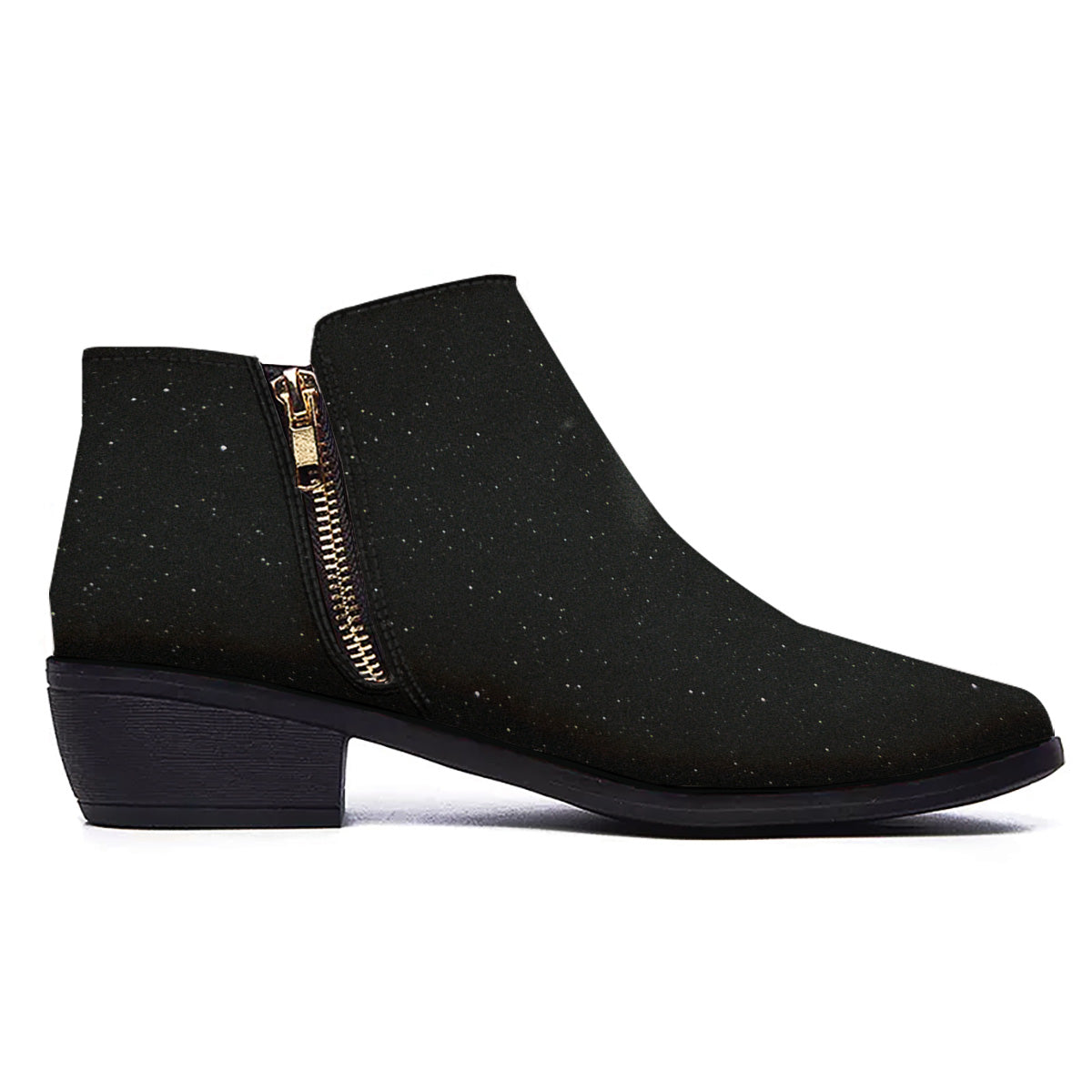 Space Black Print Ankle Boots-grizzshop