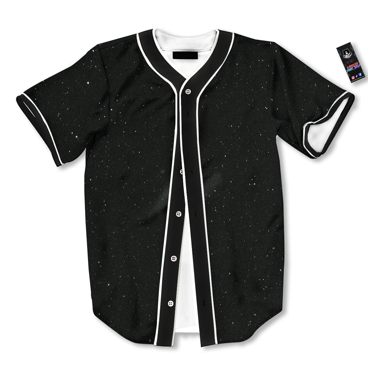 Space Black Print Baseball Jersey-grizzshop