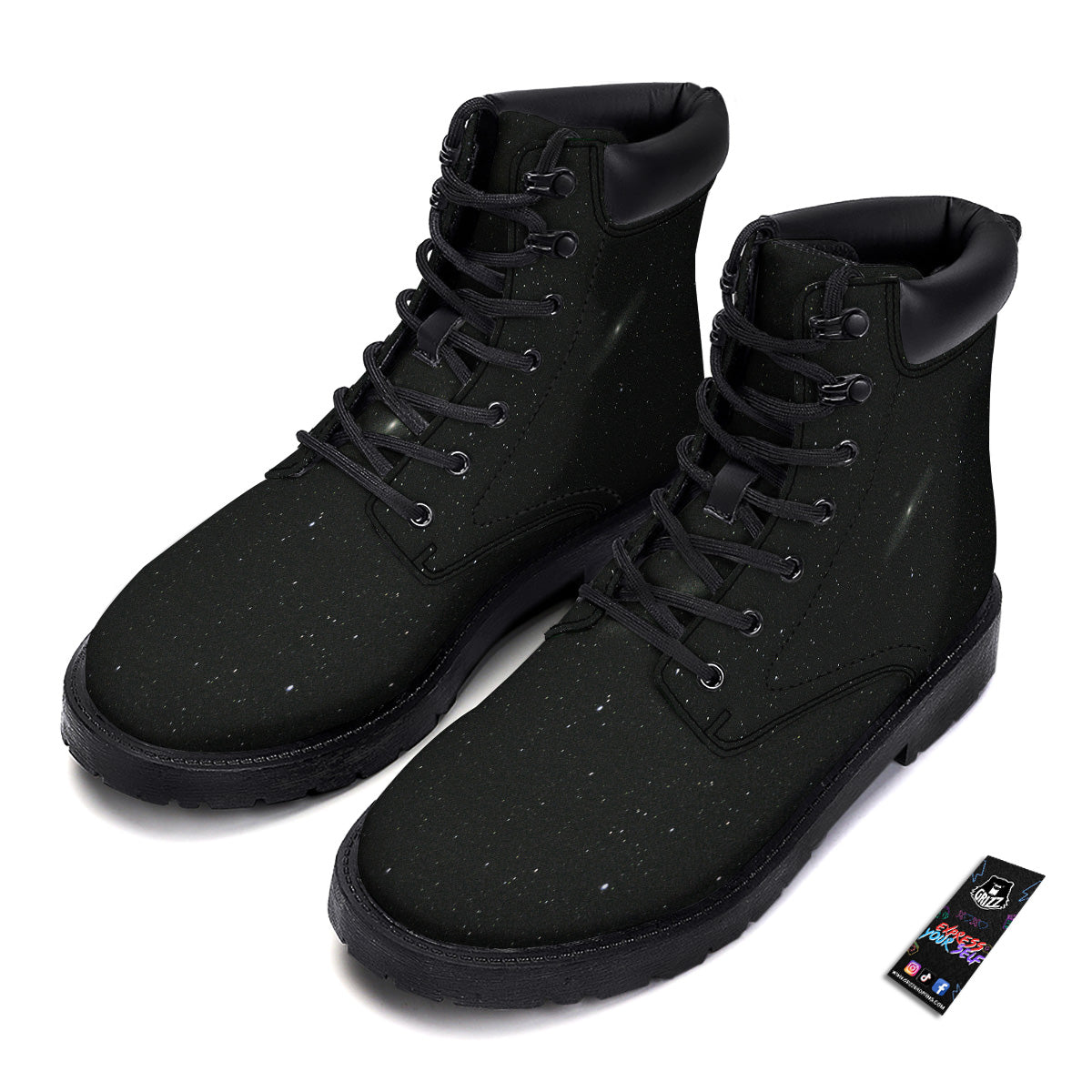 Space Black Print Boots-grizzshop