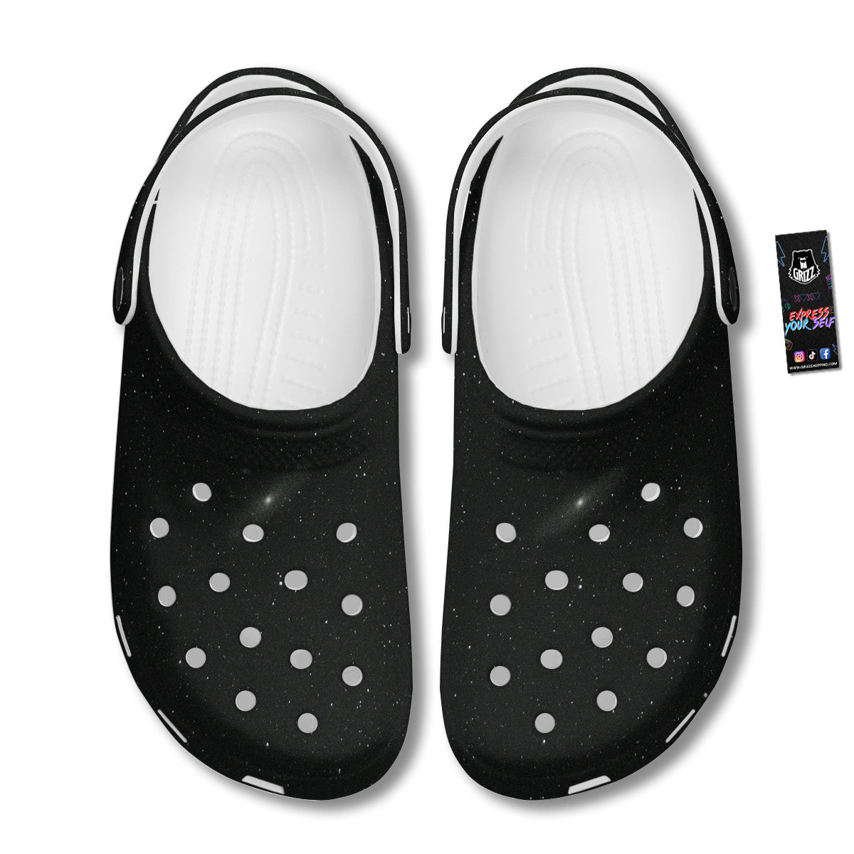 Space Black Print Clog-grizzshop