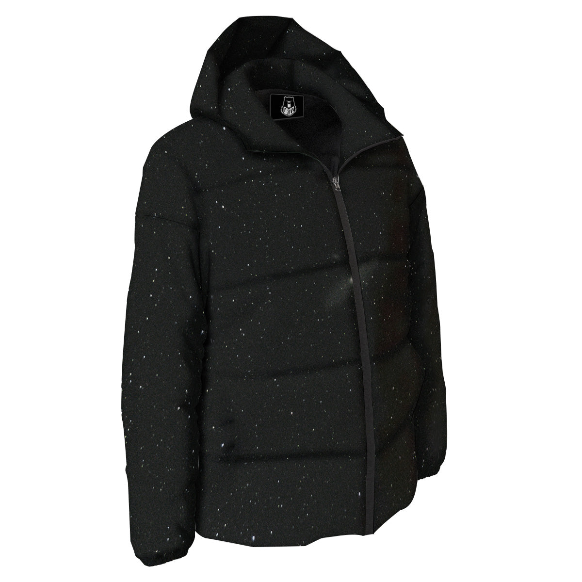 Space Black Print Down Jacket-grizzshop