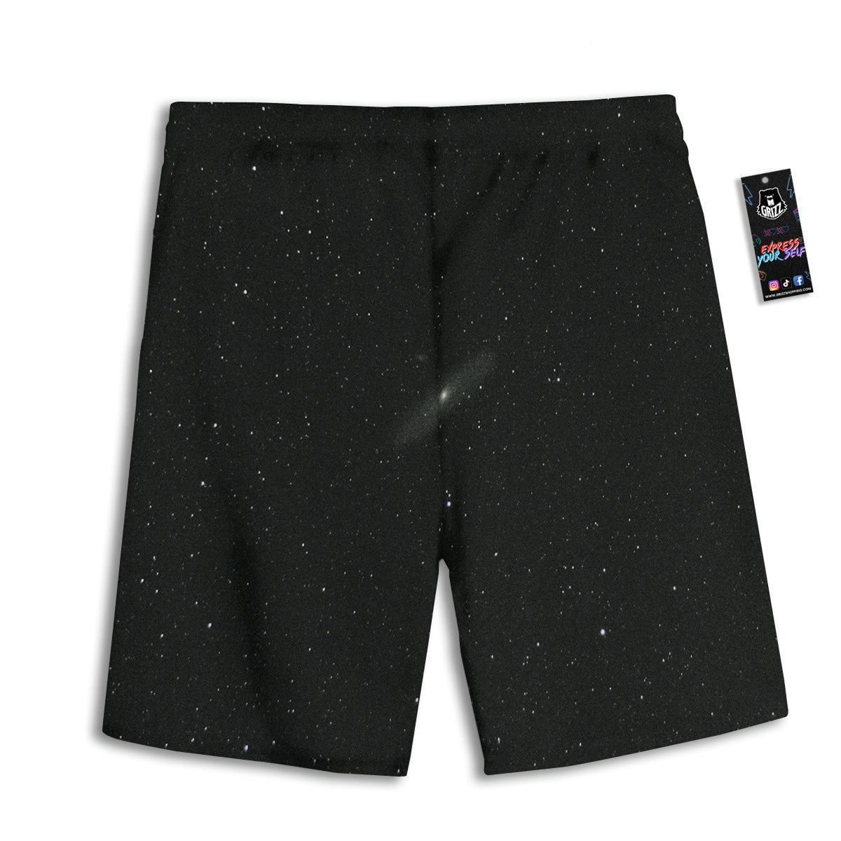Space Black Print Men's Athletic Shorts