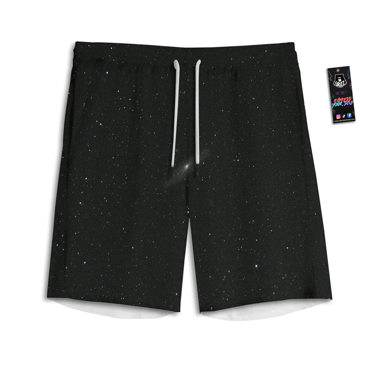 Space Black Print Men's Athletic Shorts