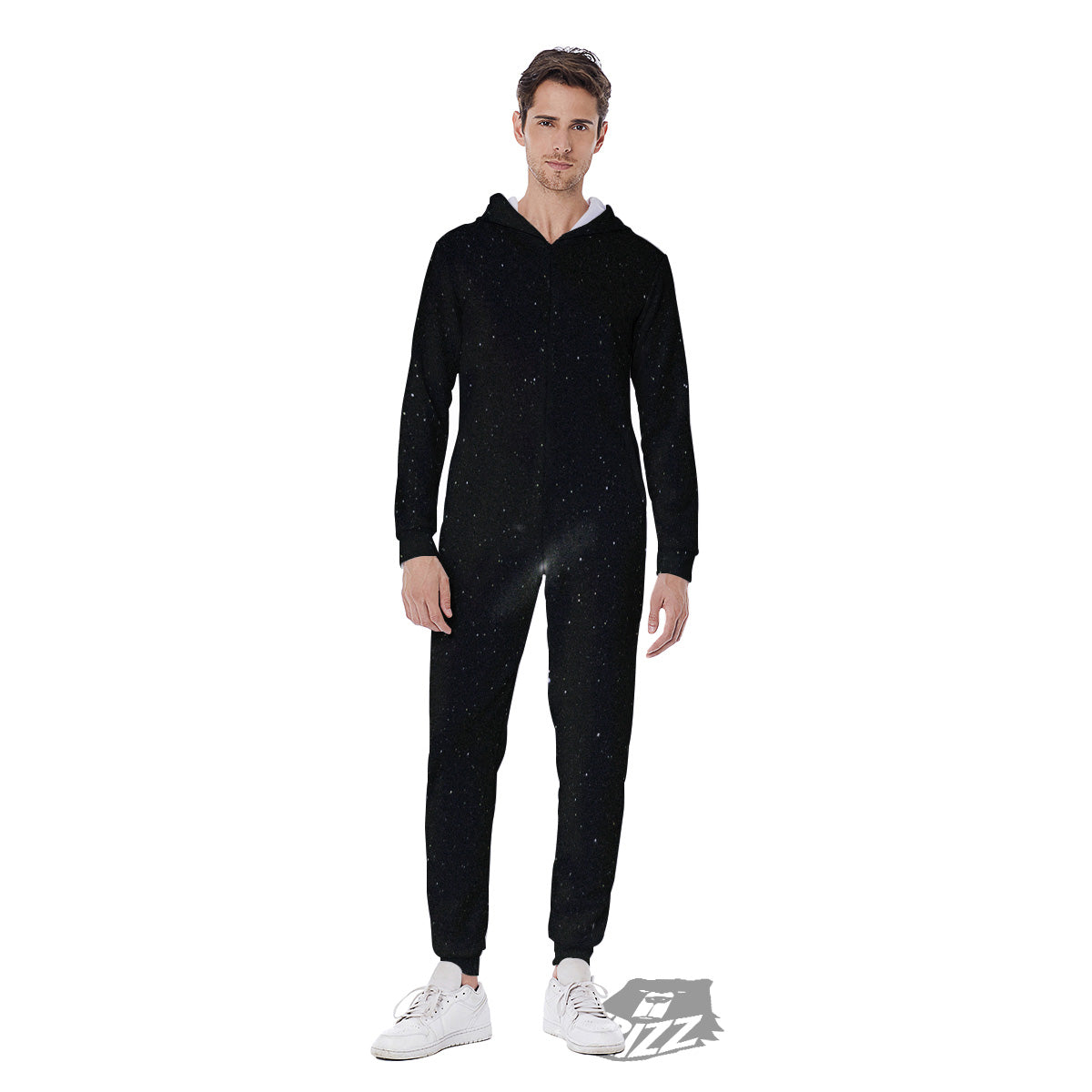 Space Black Print Men's Jumpsuit-grizzshop