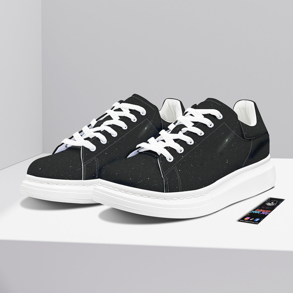 Space Black Print Platform Shoes-grizzshop