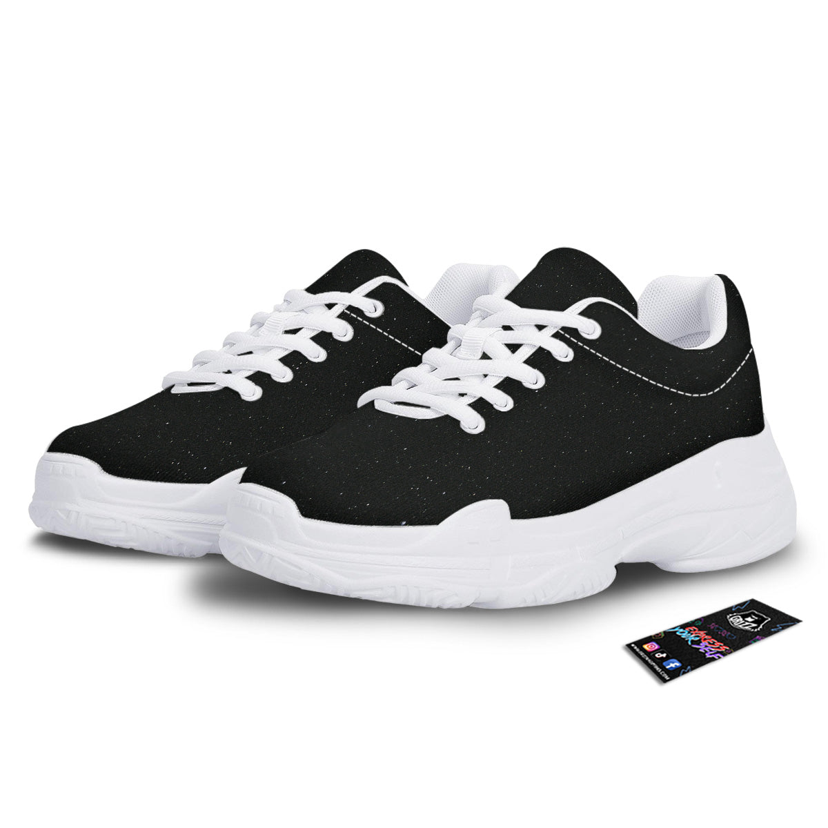 Space Black Print White Chunky Shoes-grizzshop