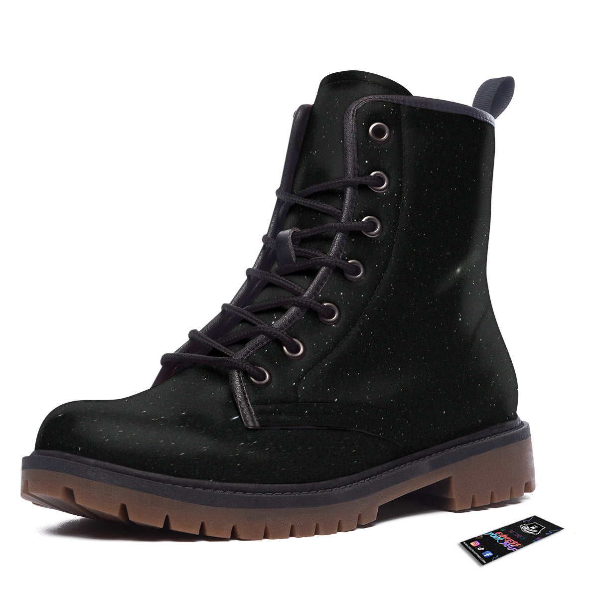 Space Black Print Work Boots-grizzshop