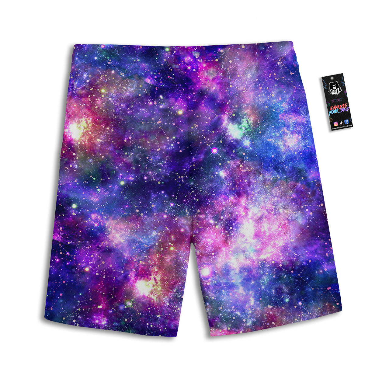 Space Blue Starfield Purple Galaxy Print Men's Athletic Shorts