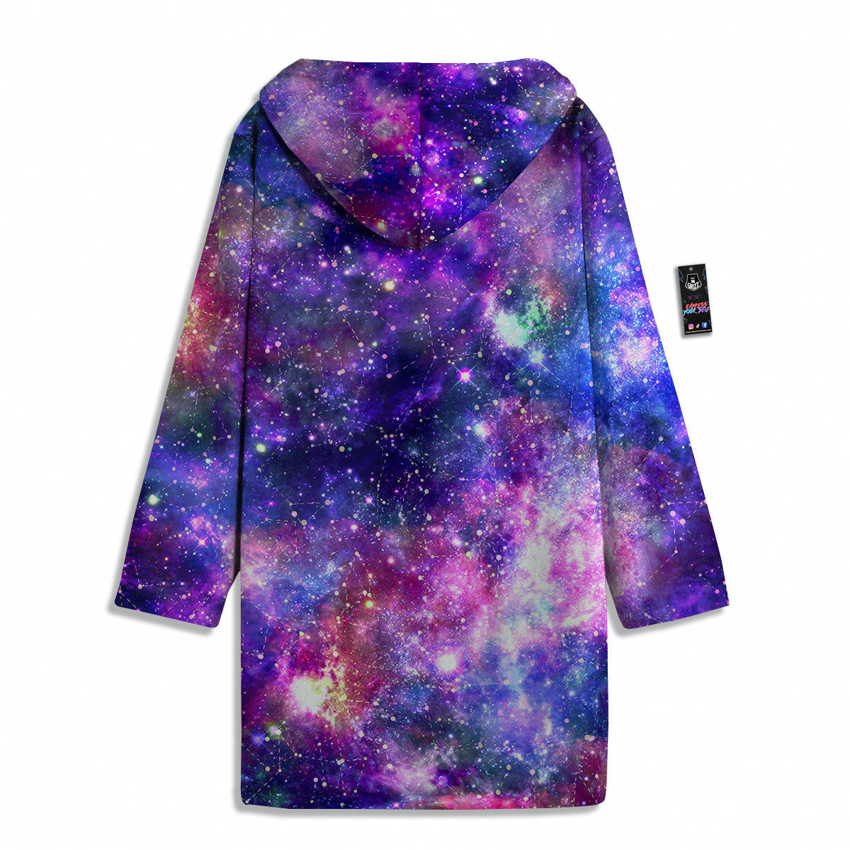 Space Blue Starfield Purple Galaxy Print Men's Windbreaker Jacket-grizzshop