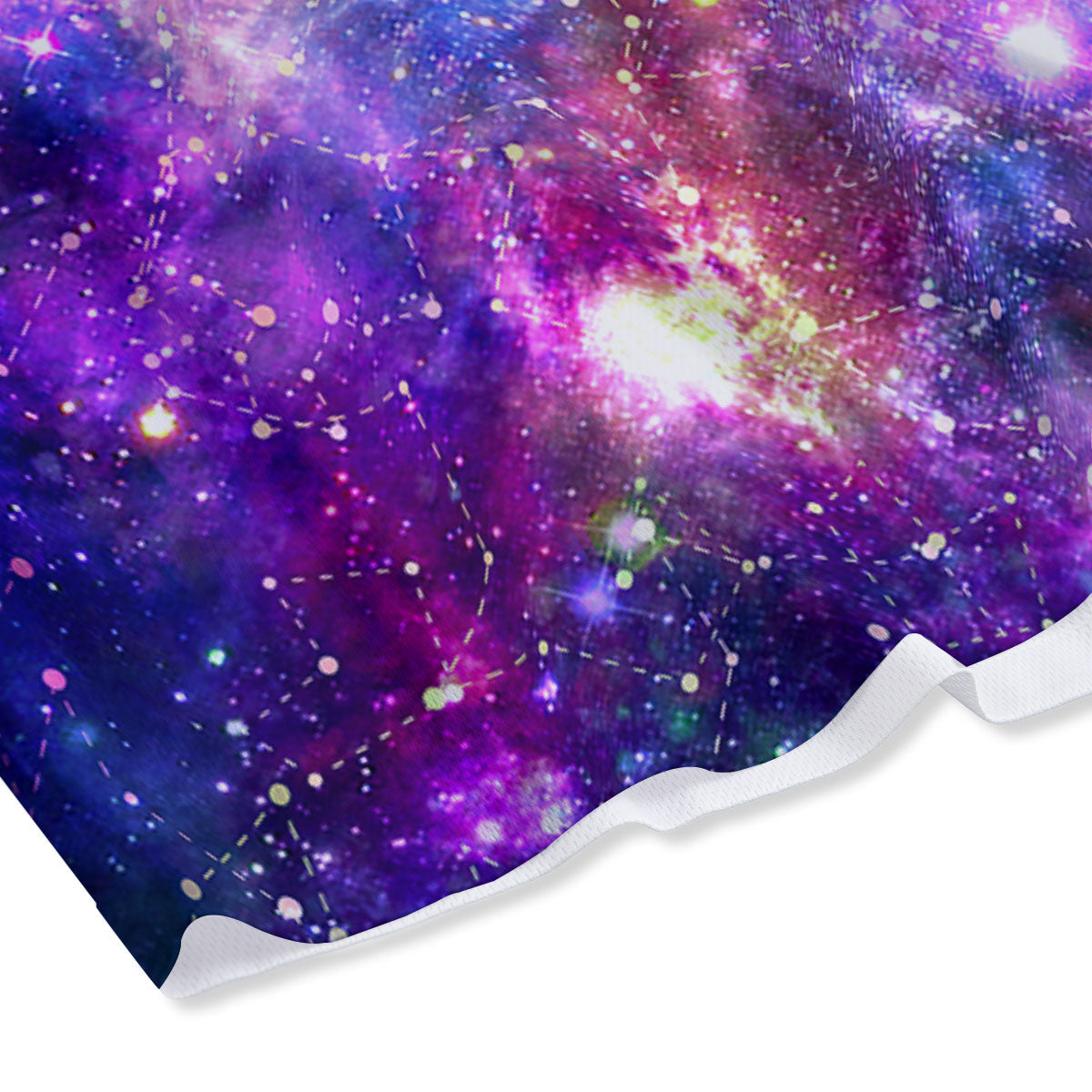 Space Blue Starfield Purple Galaxy Print Mesh Shorts