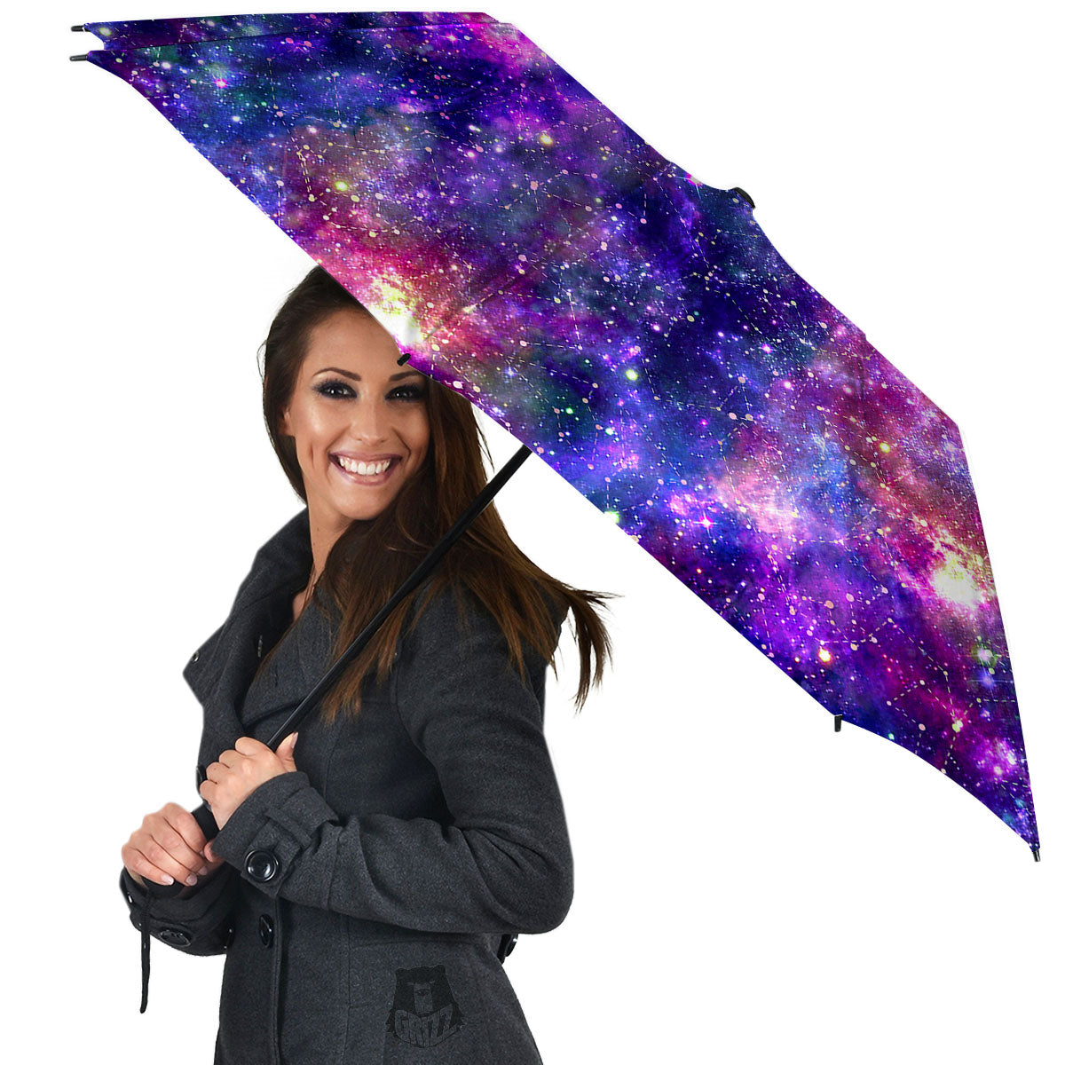 Space Blue Starfield Purple Galaxy Print Umbrella-grizzshop