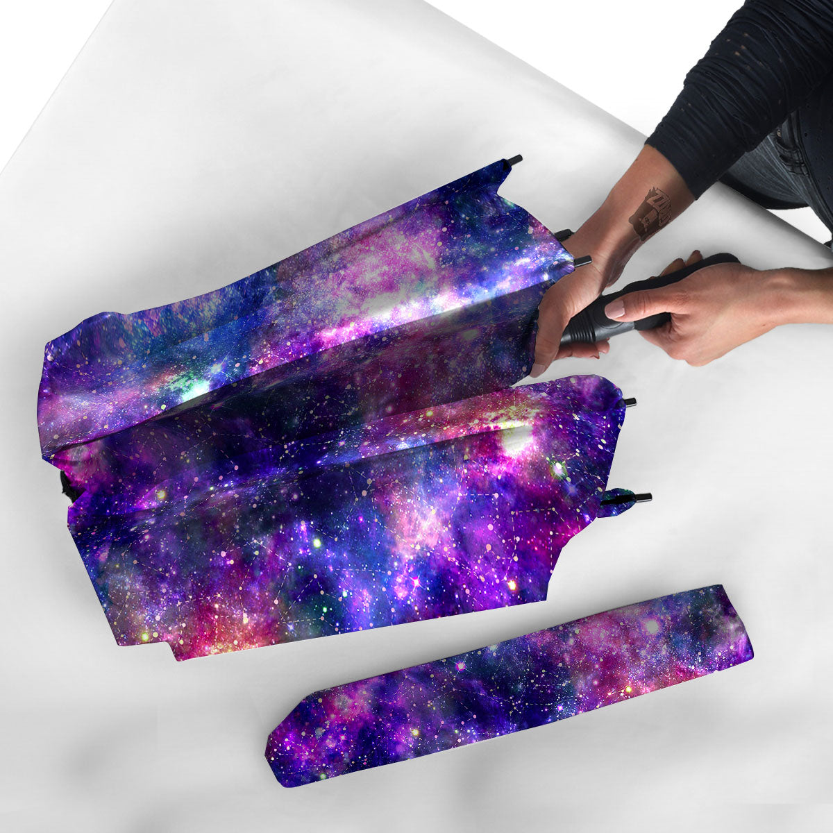 Space Blue Starfield Purple Galaxy Print Umbrella-grizzshop