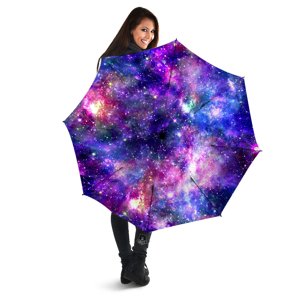 Space Blue Starfield Purple Galaxy Print Umbrella-grizzshop