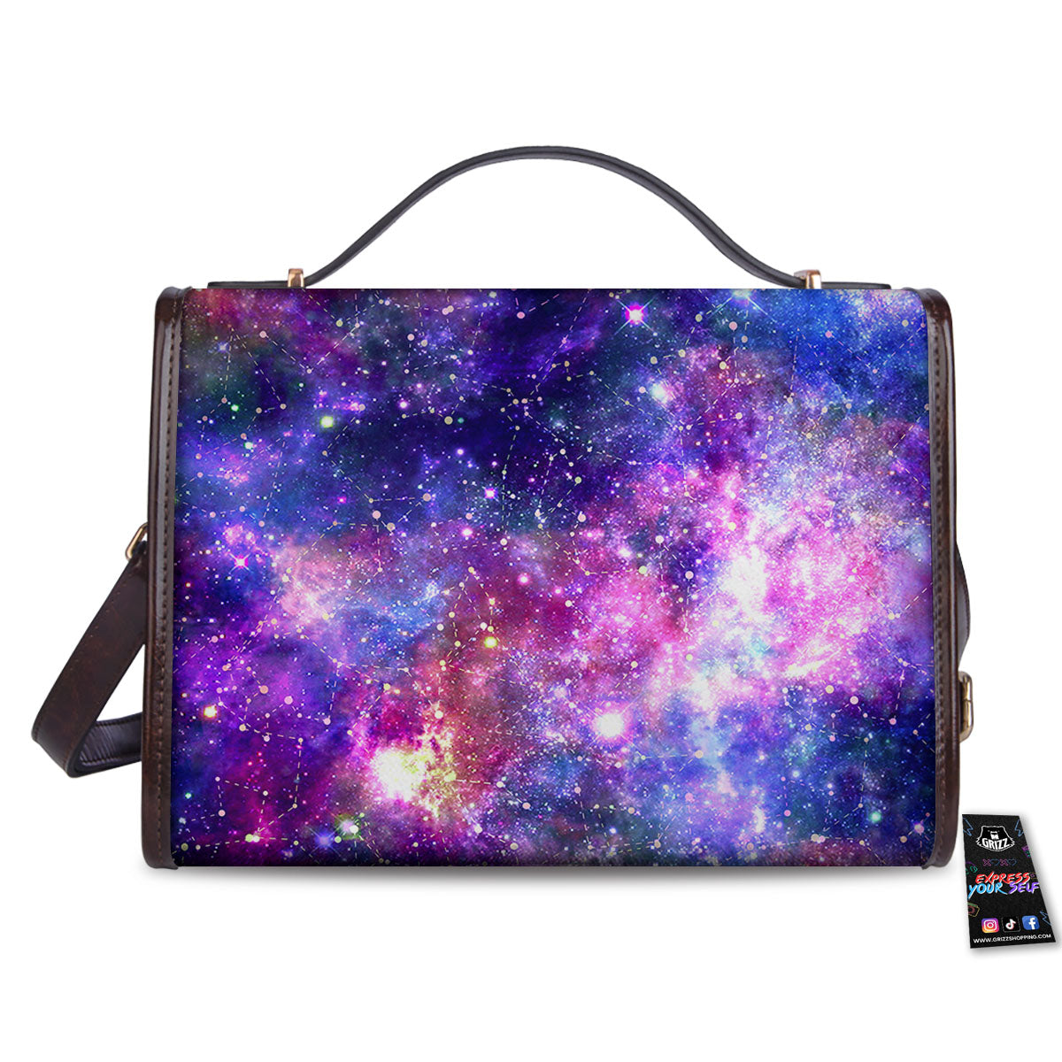 Space Blue Starfield Purple Galaxy Print Women's Satchel Bag