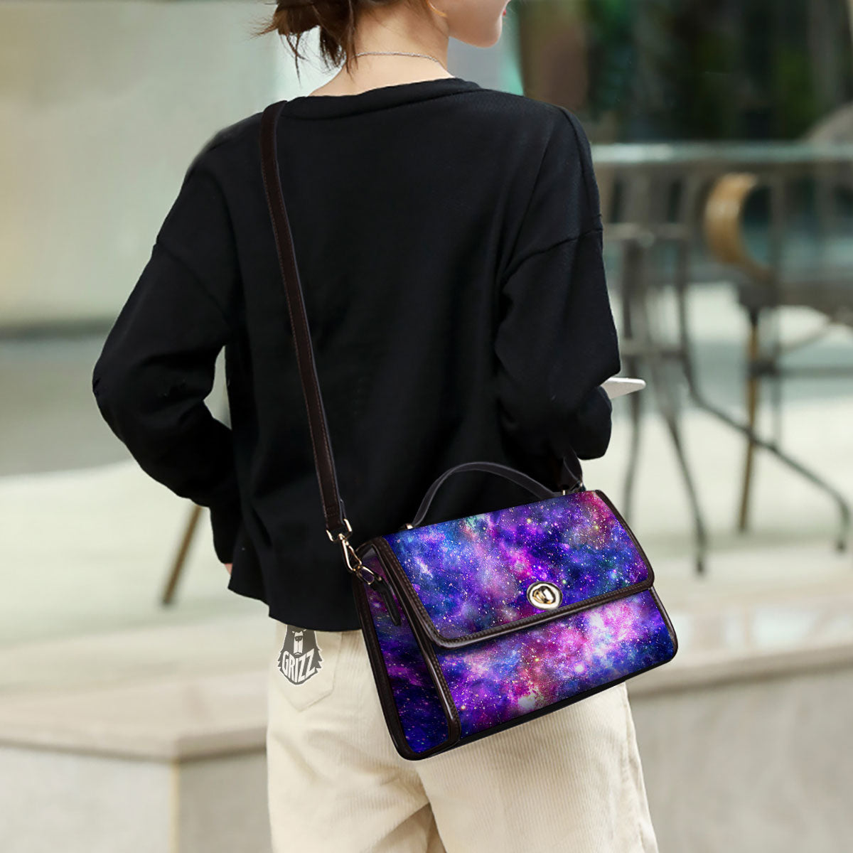 Space Blue Starfield Purple Galaxy Print Women's Satchel Bag