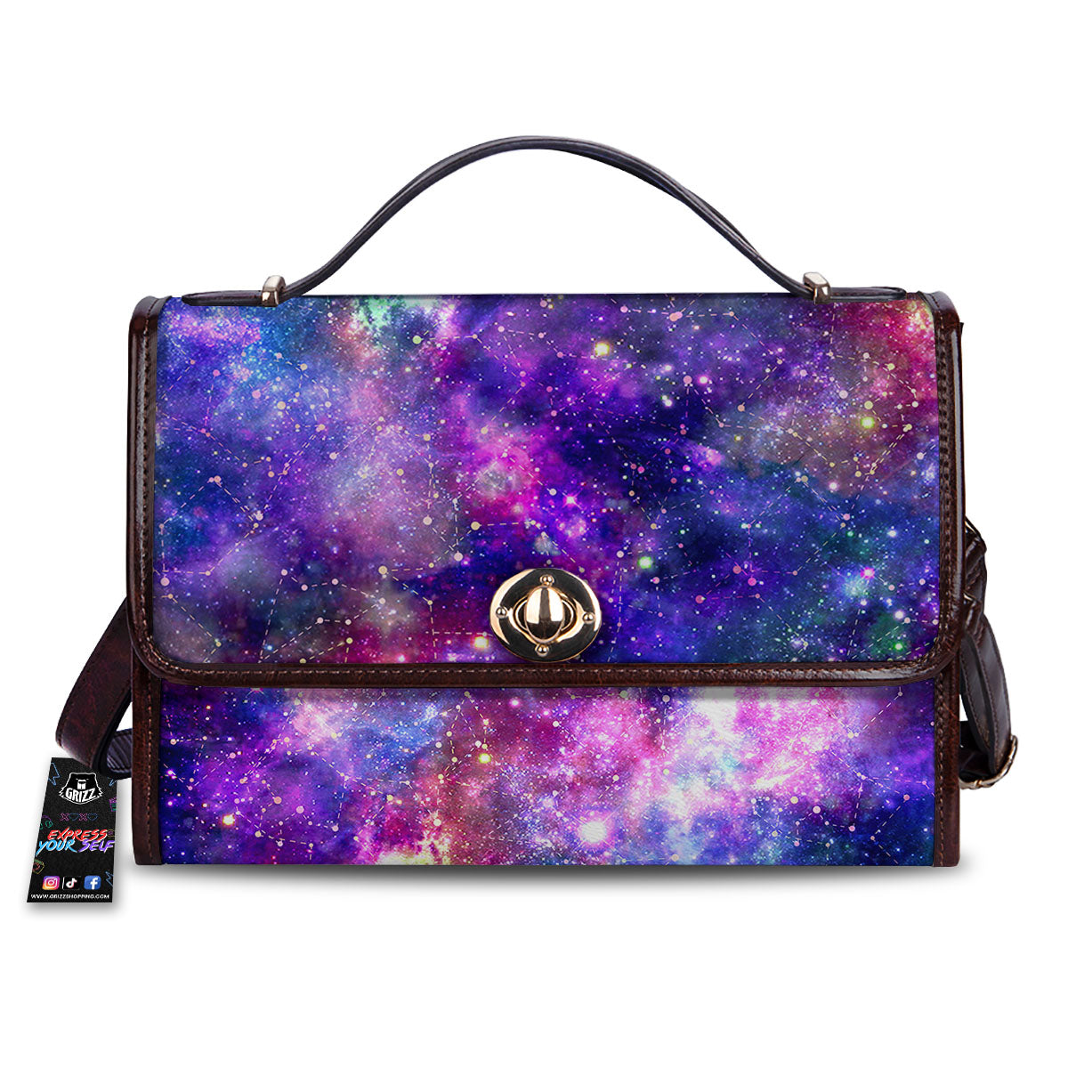 Space Blue Starfield Purple Galaxy Print Women's Satchel Bag