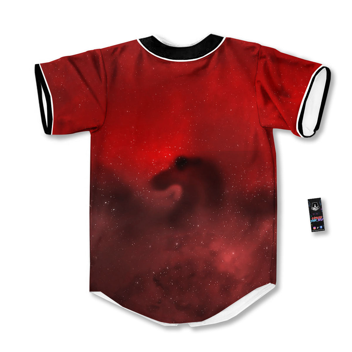 Space Cloud Red Galaxy Print Baseball Jersey-grizzshop