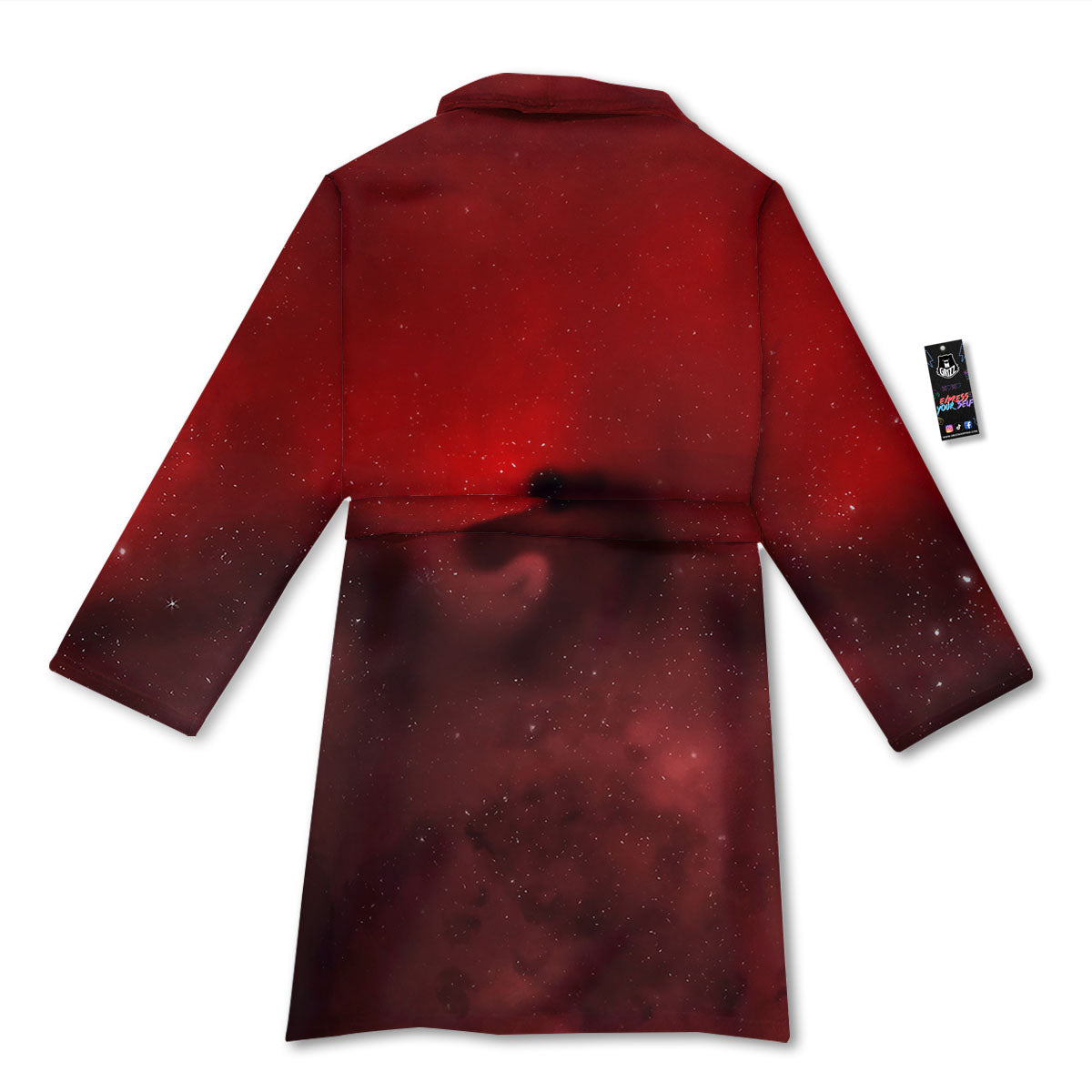 Space Cloud Red Galaxy Print Bathrobe-grizzshop