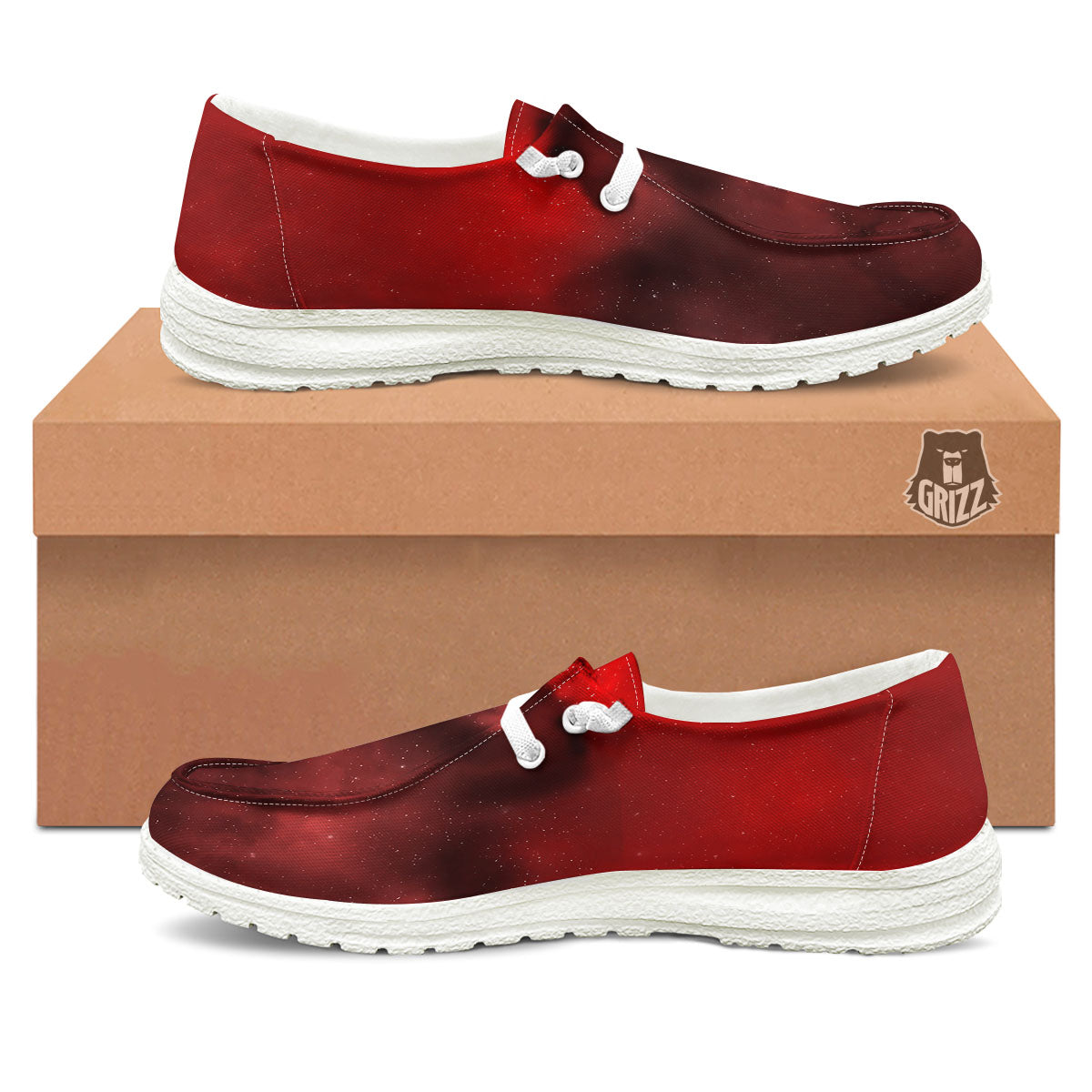 Space Cloud Red Galaxy Print Black Loafers-grizzshop