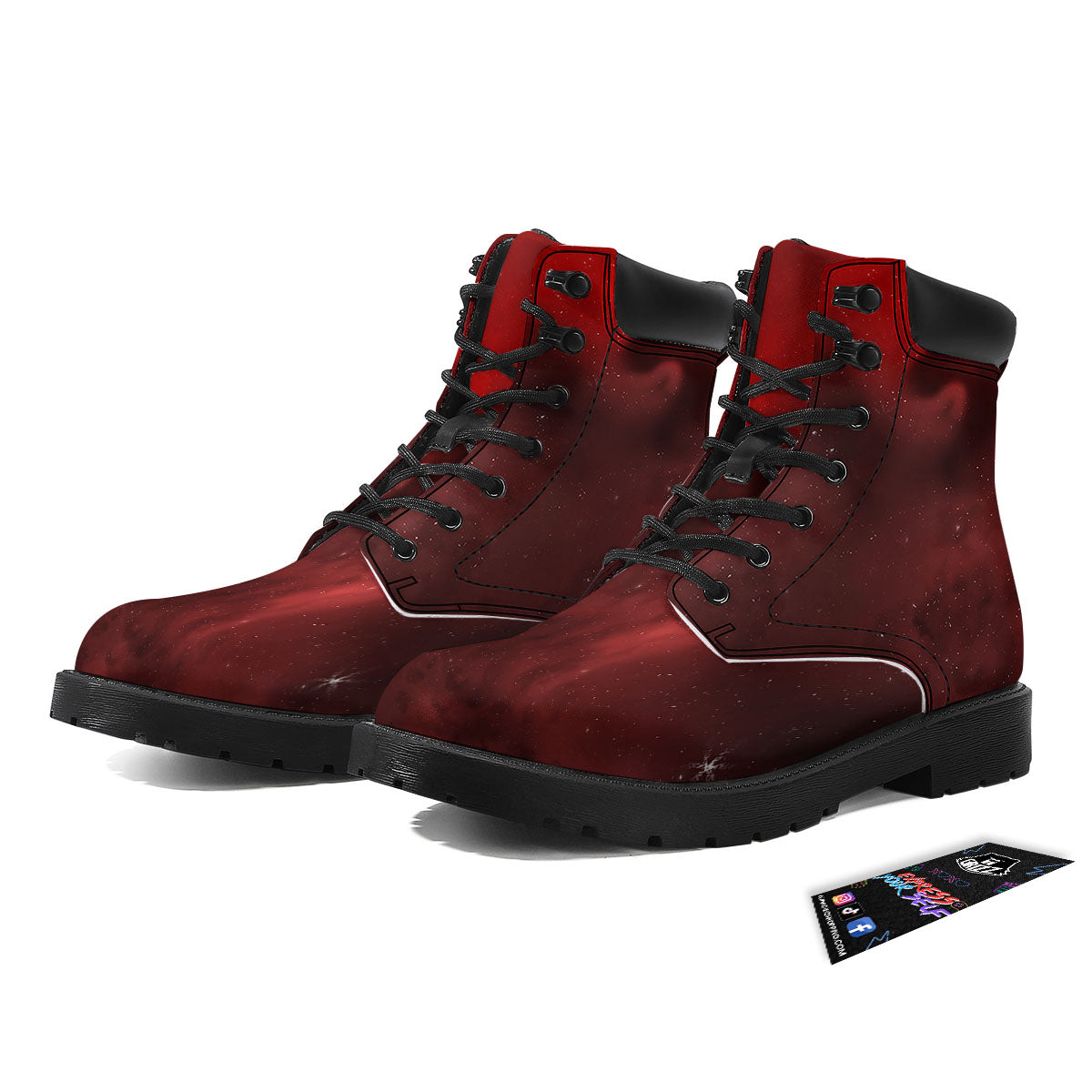 Space Cloud Red Galaxy Print Boots-grizzshop